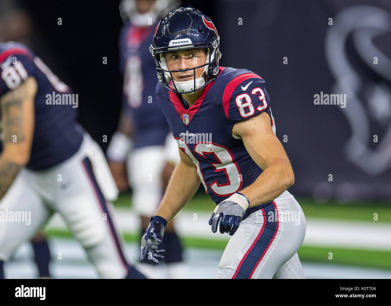 August 19, 2017: Houston Texans wide receiver Riley McCarron (83) Während des 3. Quartals ein NFL Fußball-Spiel zwischen den Houston Texans und die New England Patriots auf NRG Stadion in Houston, TX. Die Texaner gewannen das Spiel 27-23... Trask Smith/CSM Stockfoto