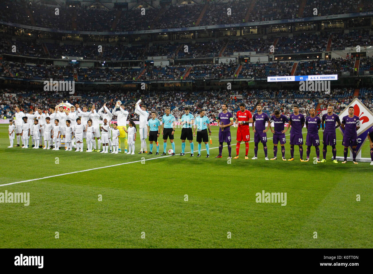 Team Gruppe Liune-up 37 SANTIAGO BERNABEU TROPHÄE, zwischen Real Madrid vs Fiorentina match Im Santiago Bernabeu, Madrid, Spanien, 23. August 2017. Stockfoto