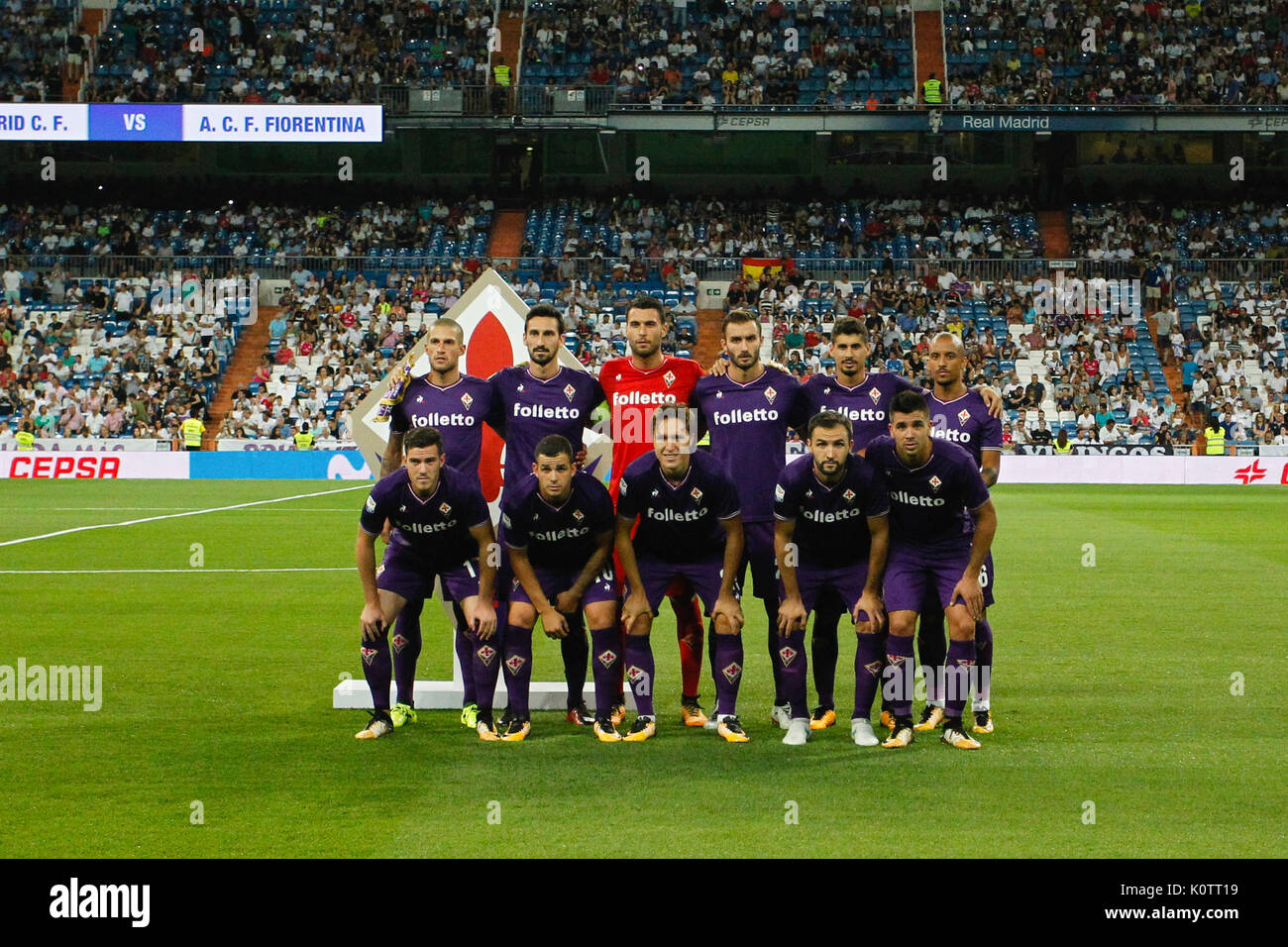 Team Gruppe Liune-up 37 SANTIAGO BERNABEU TROPHÄE, zwischen Real Madrid vs Fiorentina match Im Santiago Bernabeu, Madrid, Spanien, 23. August 2017. Stockfoto