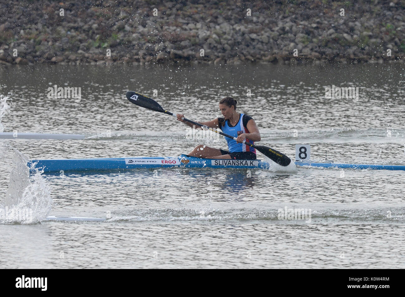 Tschechische Katerina Slivanska in Aktion während der Icf Canoe Sprint Wm 2017 K 1 Frauen 200 m Hitze Rennen in Racice, Tschechische Republik, 25. August 2017. (CTK Photo/Katerina Sulova) Stockfoto