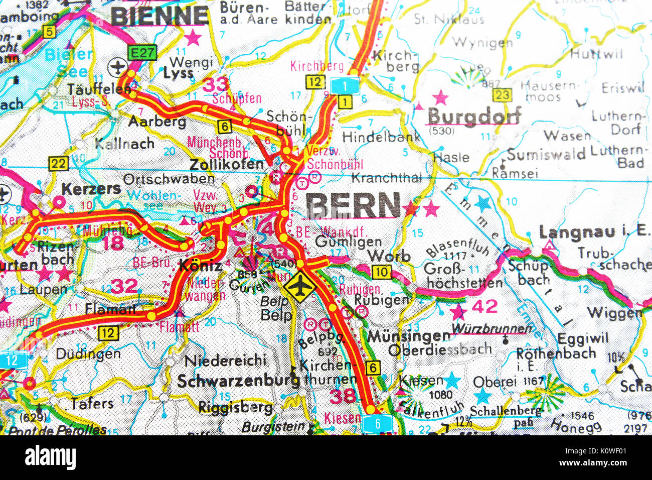 Bern Karte Stadtplan Stadtplan Stockfotografie - Alamy