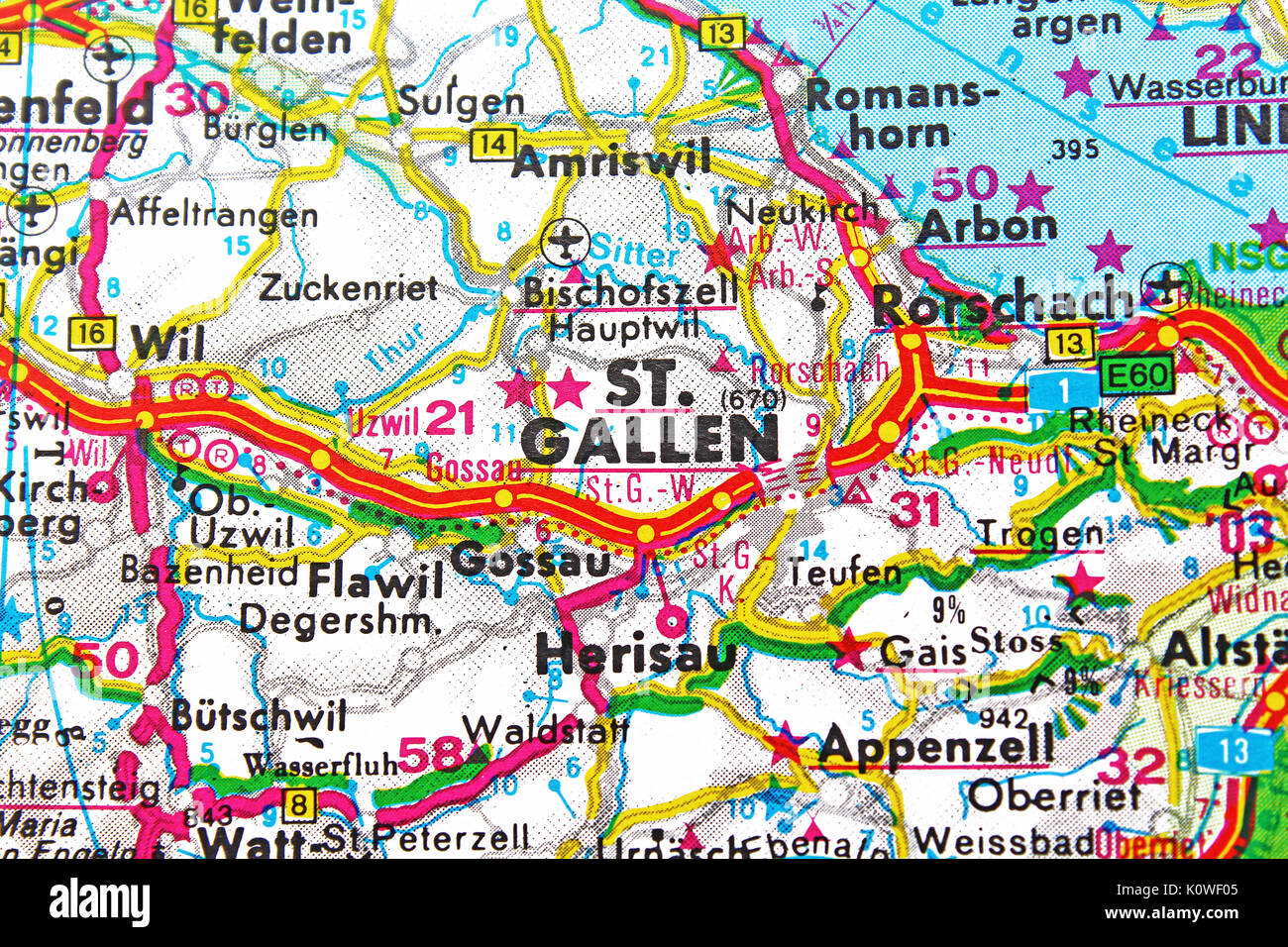 St. Gallen Karte anzeigen Stockfotografie - Alamy