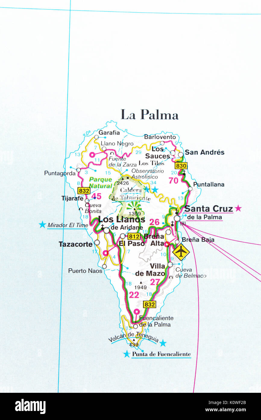 La Palma Karte Stadtplan Stadtplan Stockfotografie Alamy