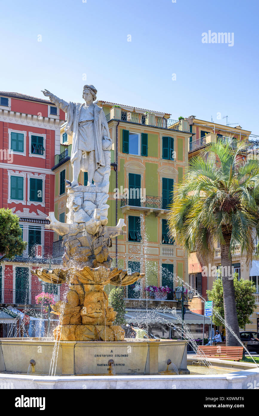 Cristoforo Colombo Statue in Santa Margherita Ligure, Italien Stockfoto