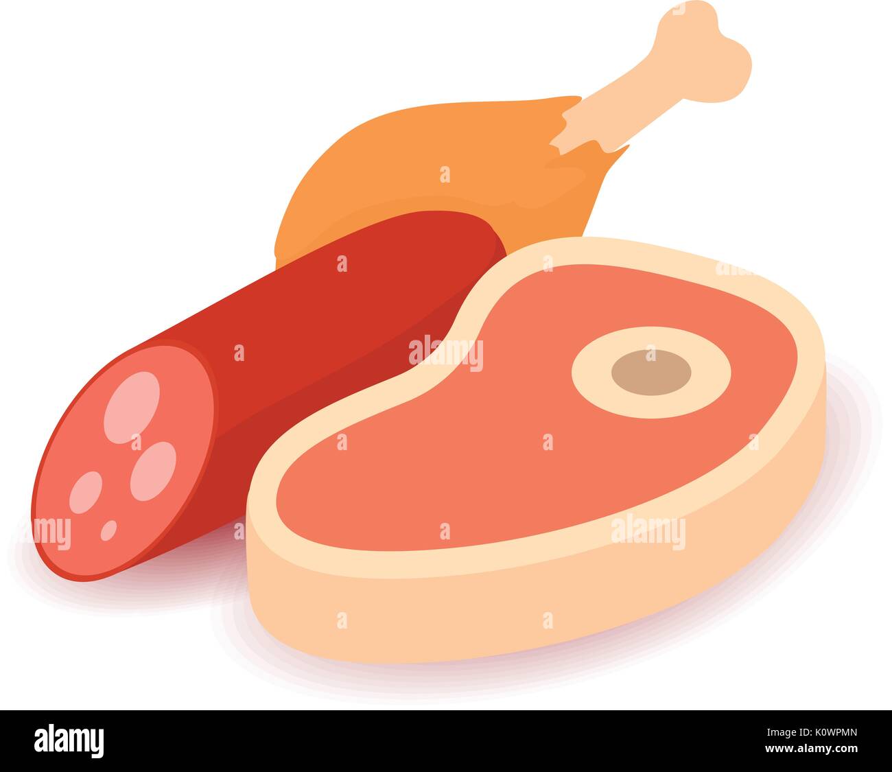 Fleisch Symbol, Cartoon isometrische 3D-Stil Stock Vektor