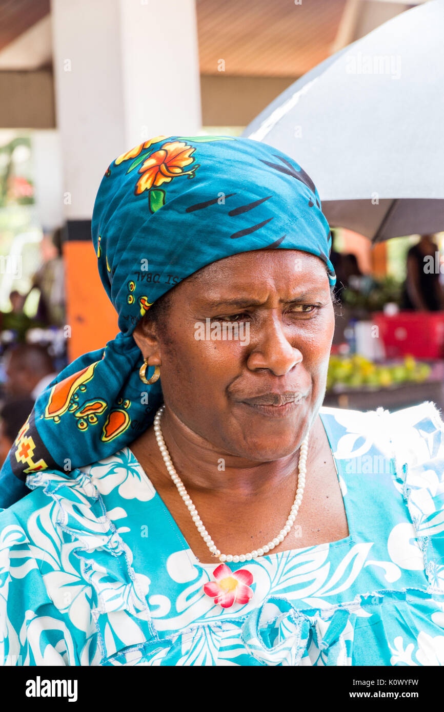 Frau Shopper auf Port Vila, Vanuatu, Südsee Stockfoto