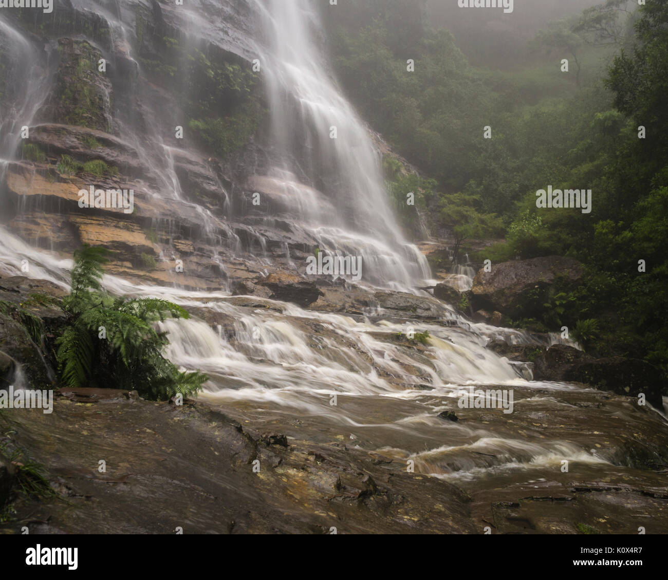 Unten Bridal Veil Falls, Wentworth Falls, Blue Mountains, NSW, Australien Stockfoto