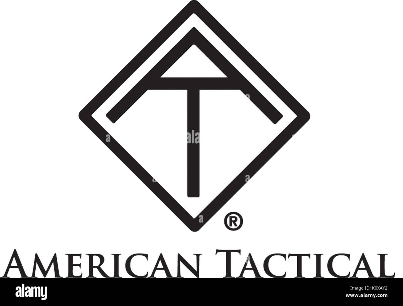 Amerikanischen taktischen Einfuhren schwarzem Logo 2013 Stockfoto