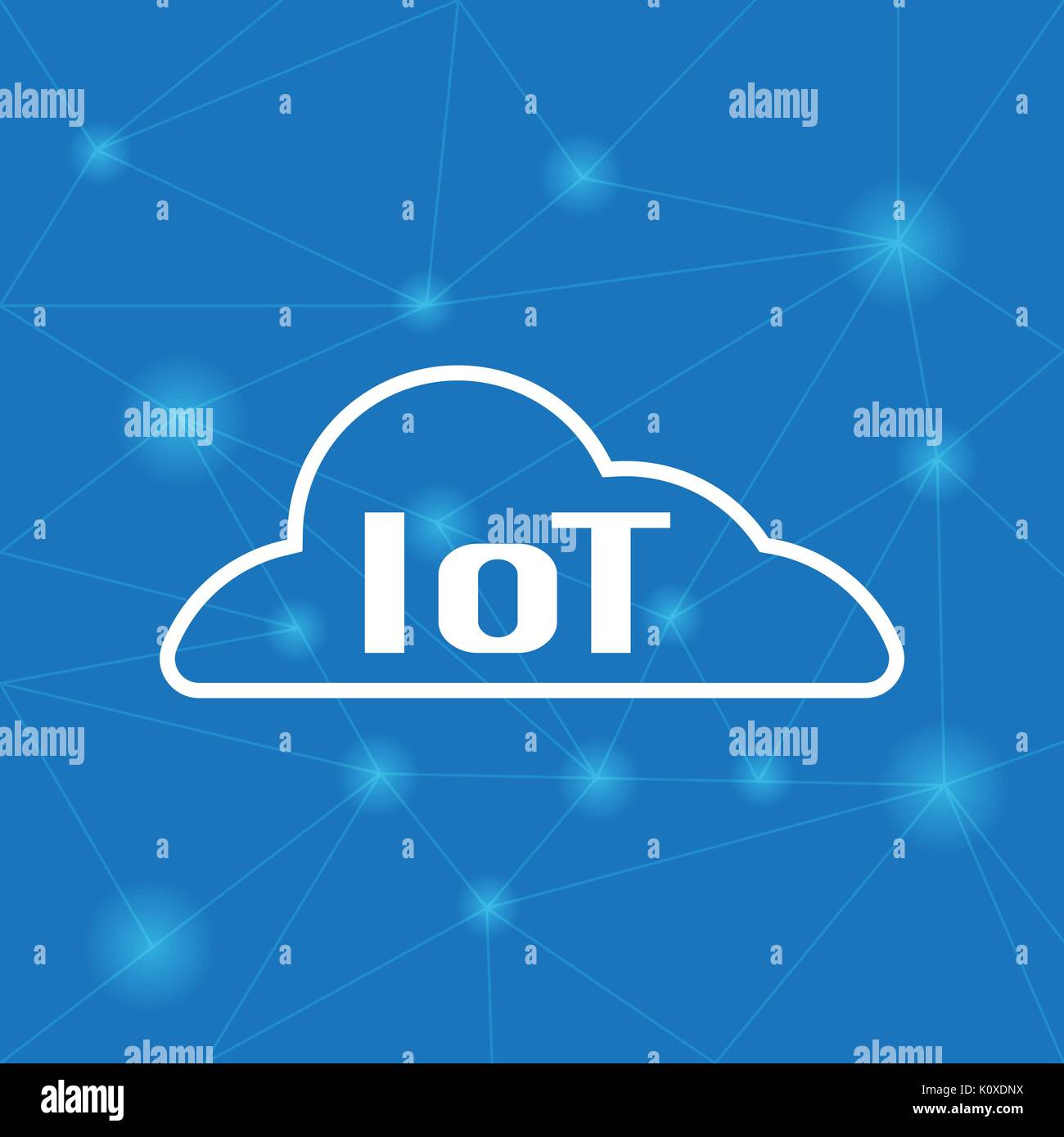 Internet of Things (IoT)-Symbol mit verschwommenem Netzwerkhintergrund Stock Vektor