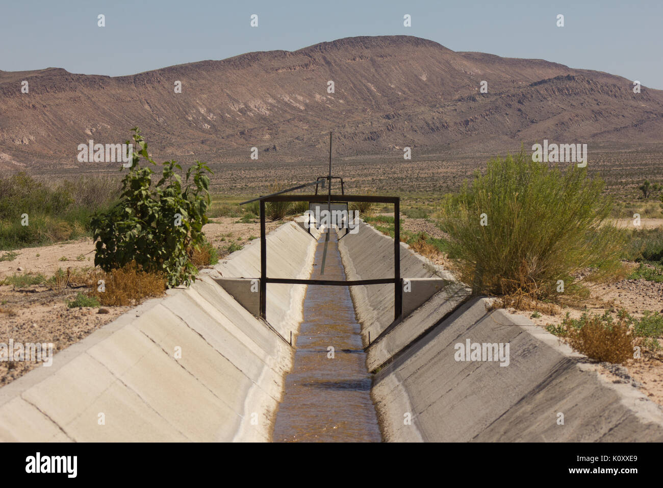 Eine Bewässerung Graben in der Wüste von Nevada Stockfoto
