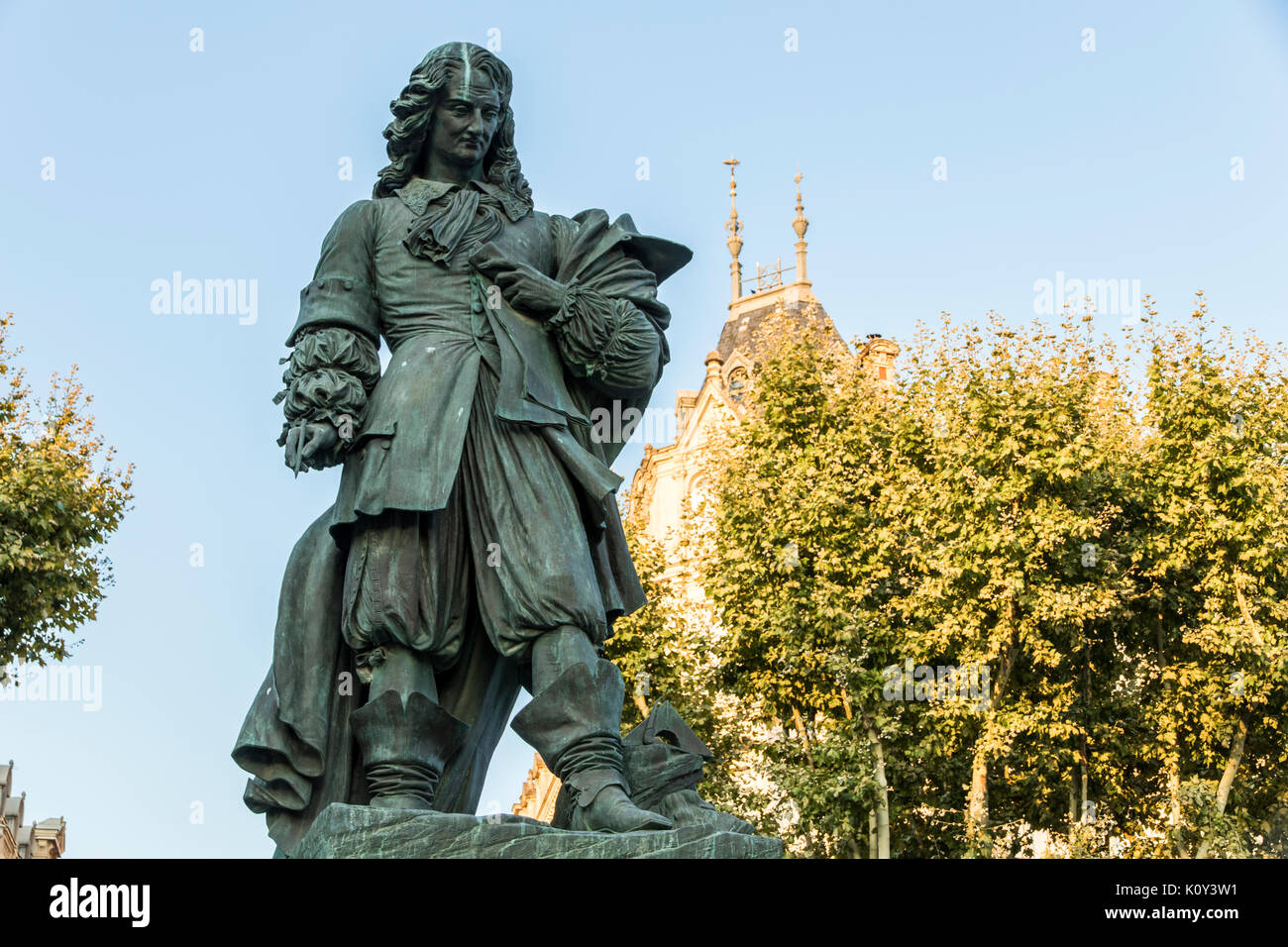 Ein Denkmal für Pierre-Paul Riquet, Ingenieur und Kanal-builder verantwortlich für den Bau des Canal du Midi, in seiner Heimatstadt von Beziers, Frankreich Stockfoto