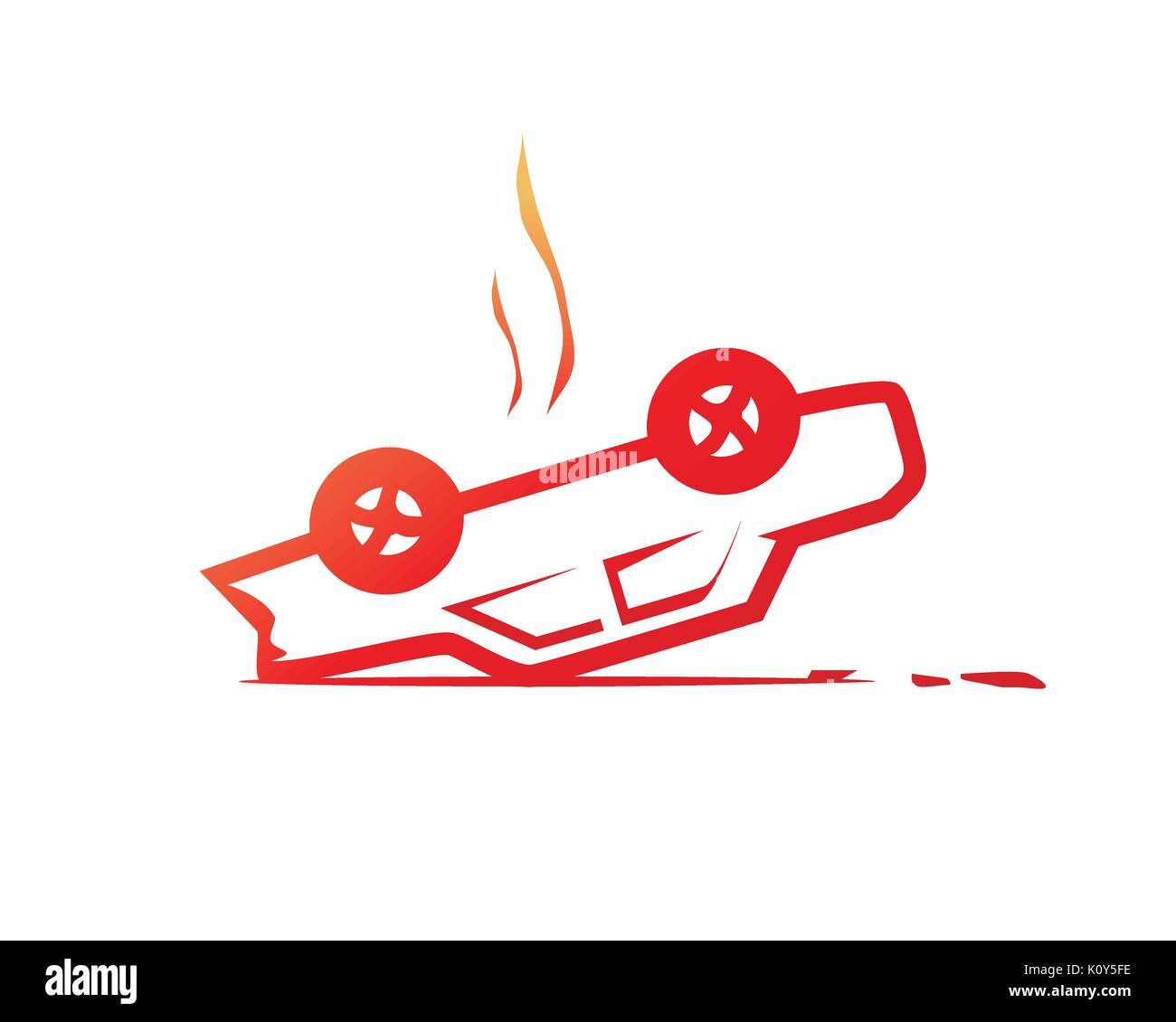 Auto umgeworfen, Symbol, Unfall-Symbol, Illustration Design, auf weißem Hintergrund. Stock Vektor