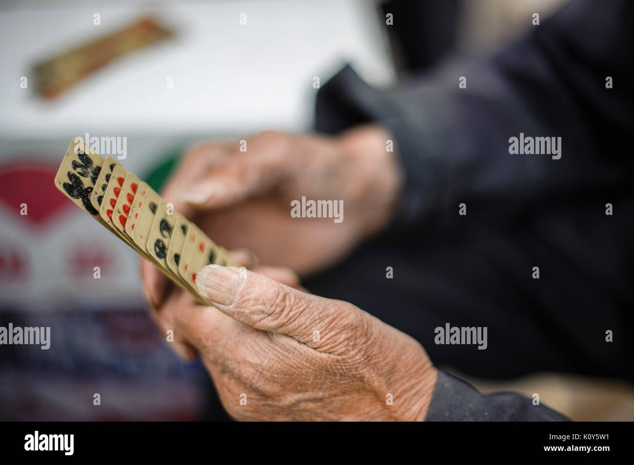 Traditionelle Kartenspiele von China. Gansu, China Stockfoto