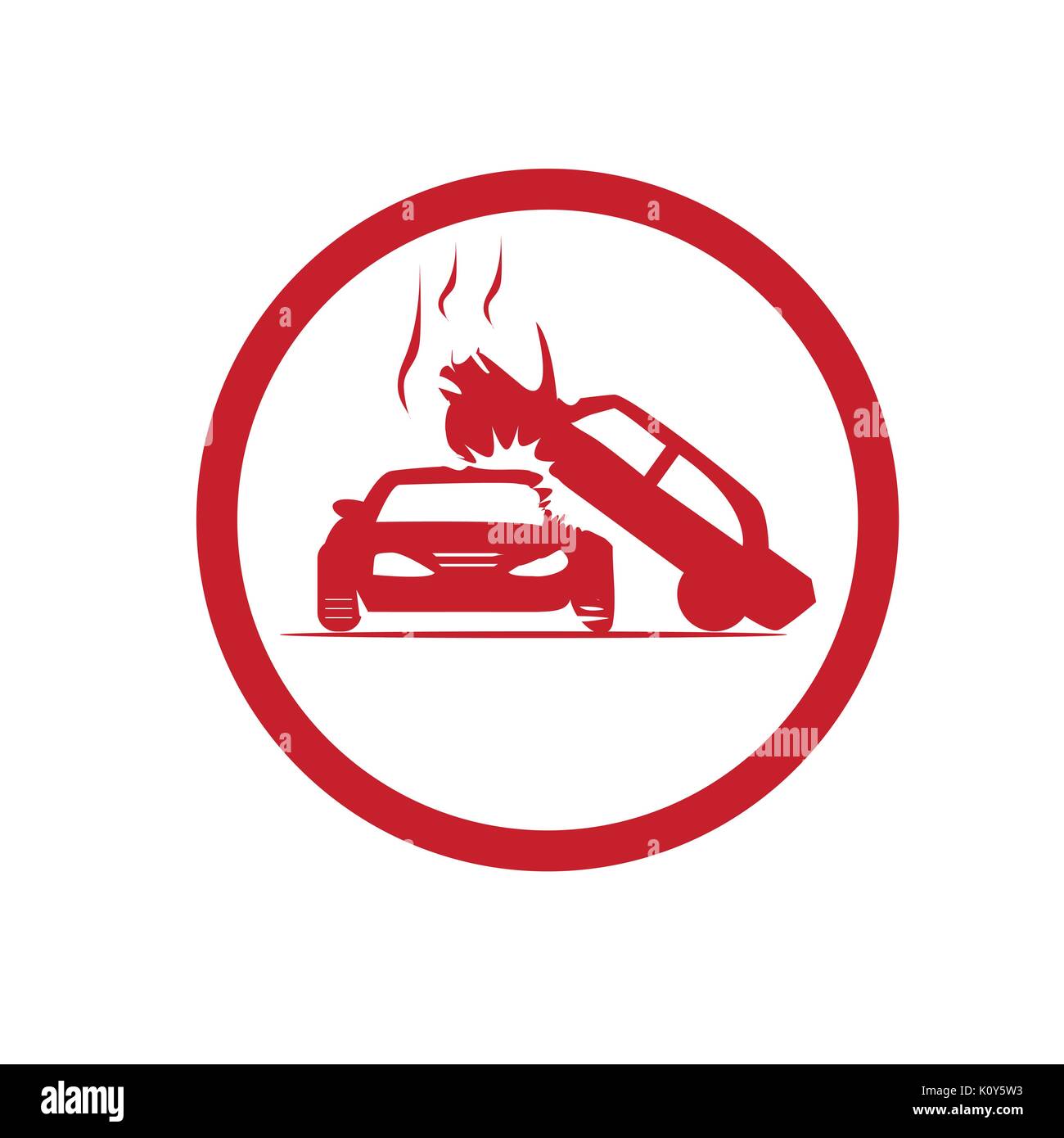 Zwei Autos auf jeder anderen, Unfall-Symbol, Illustration Design, auf weißem Hintergrund. Stock Vektor