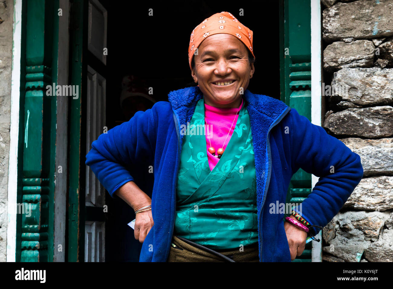 Nepalesische Frau, Langtang Tal, Rasuwa, Nepal Stockfoto