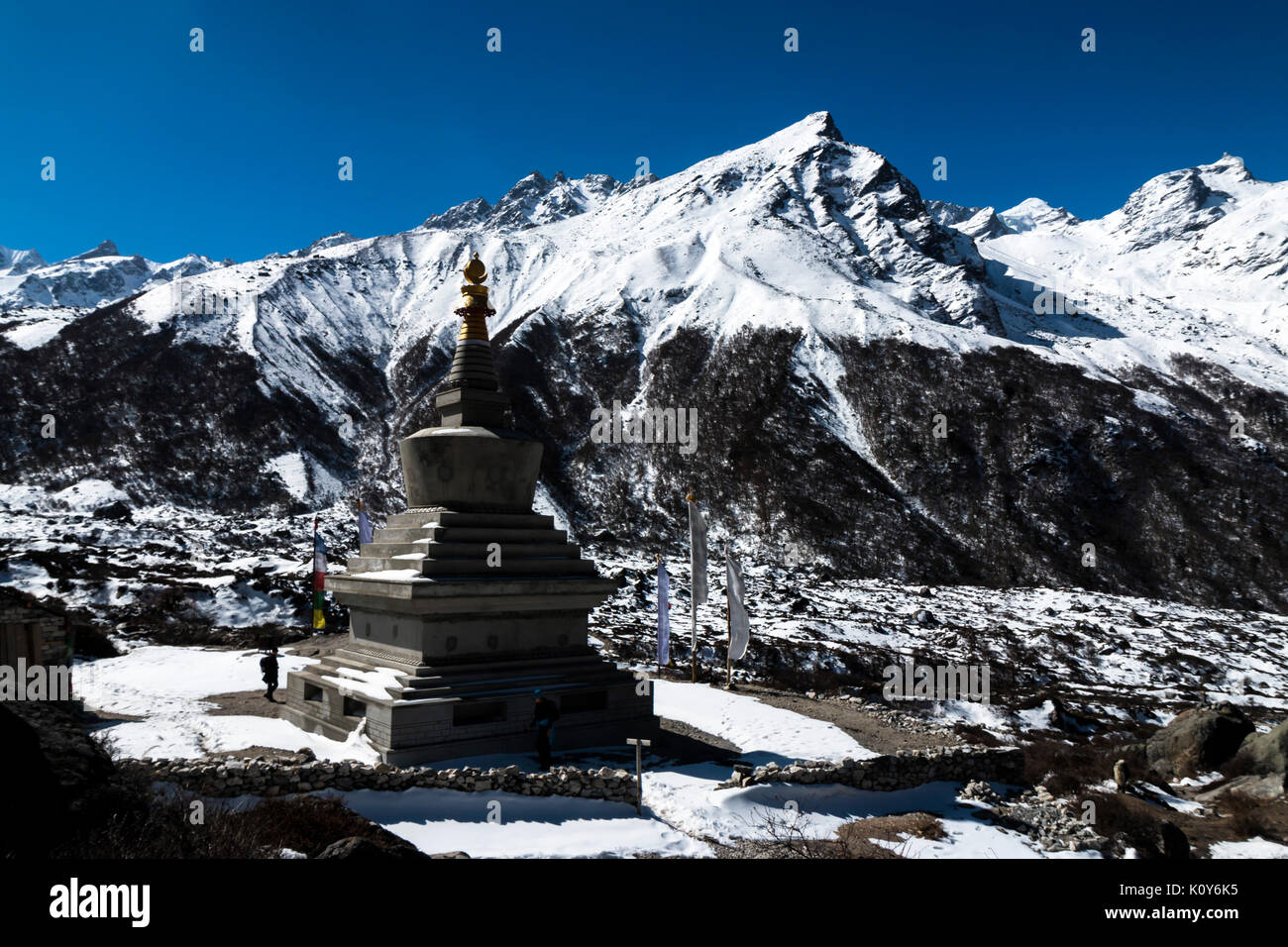 Stupa in Kyanjin Gompa, Langtang Tal, Rasuwa, Nepal Stockfoto