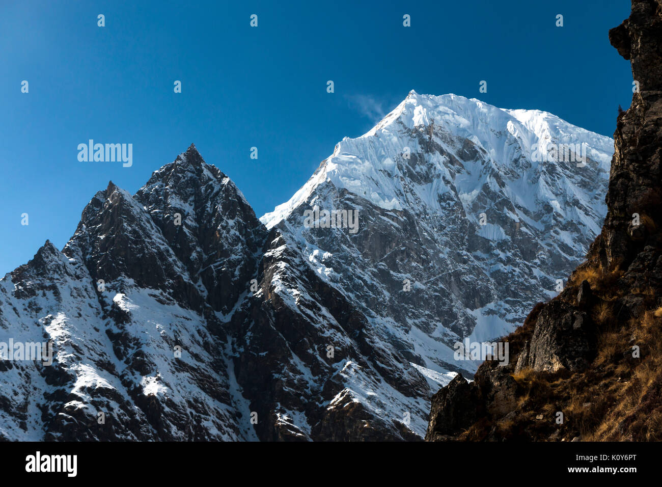 Langtang Langtang Lirung Berg, Tal, Rasuwa, Nepal Stockfoto