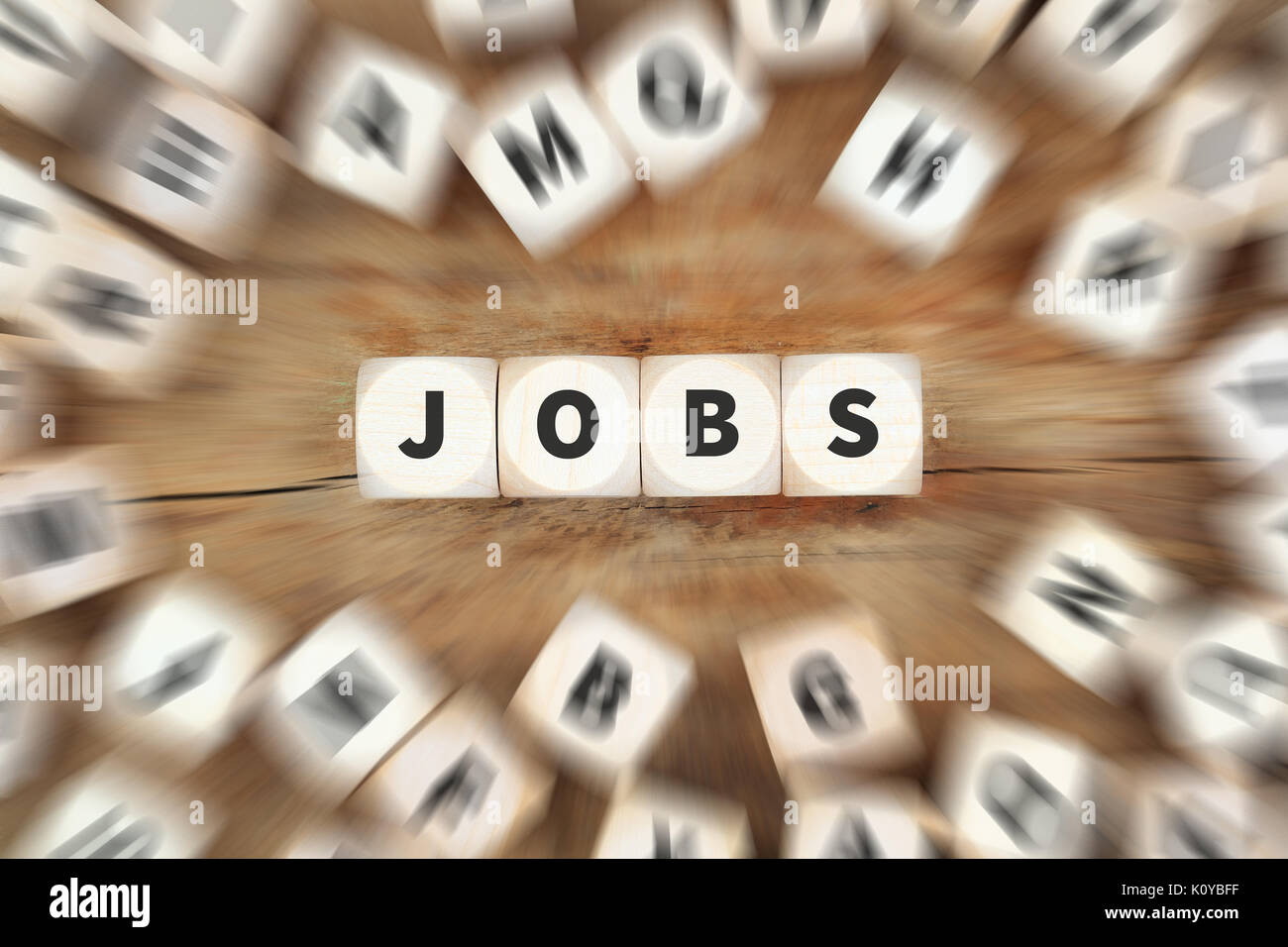 Jobs, Job Suche Suchen die Rekrutierung Würfel Business Konzept Idee Stockfoto