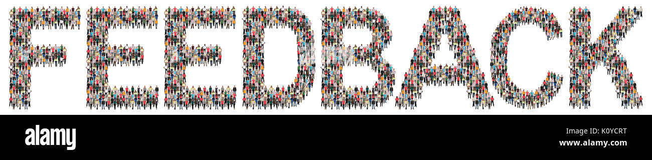 Feedback Kontakt Service Umfrage Business Review multi-ethnische Gruppe von Menschen isoliert Stockfoto