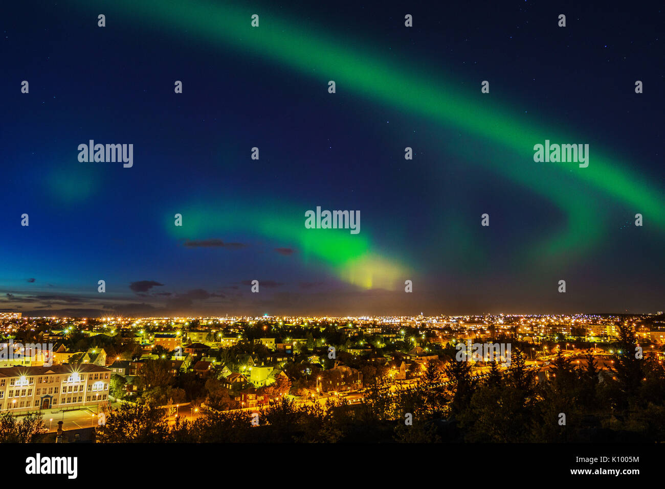 Aurora Borealis oder Northern Lights, einem Vorort von Reykjavik, Island Hafnarfjordur Stockfoto