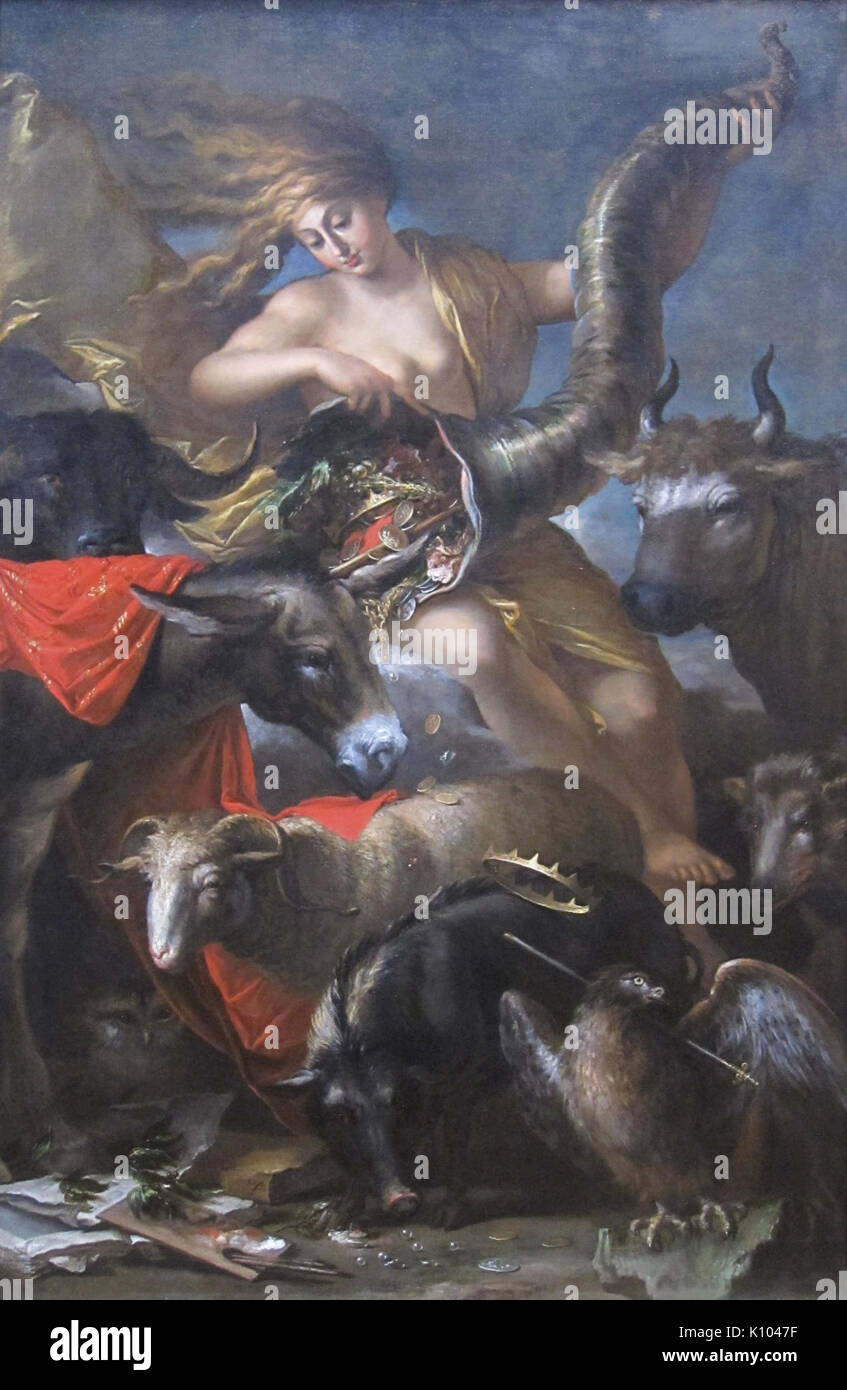 Eine Allegorie auf die Vermögen von Salvator Rosa, Getty Center Stockfoto