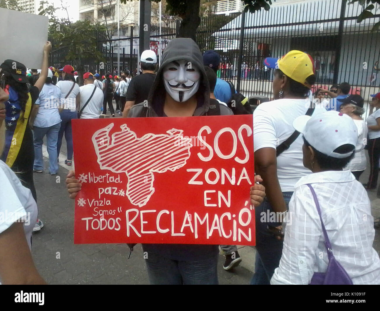 Anonyme Demonstrant venezolanischen Proteste 2014 Stockfoto