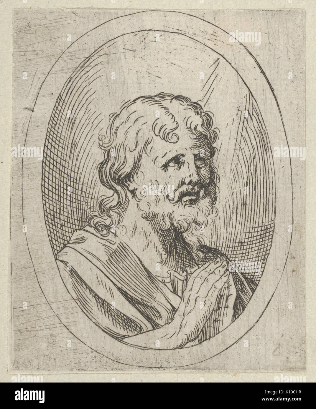 Ein apostel hob seine Augen im Gebet, in einem Ovalen Rahmen, von Christus, die Jungfrau, und dreizehn Apostel MET DP 837891 Stockfoto