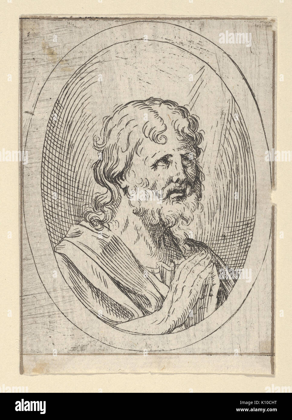 Ein apostel hob seine Augen im Gebet, in einem Ovalen Rahmen, von Christus, die Jungfrau, und dreizehn Apostel MET DP 837898 Stockfoto