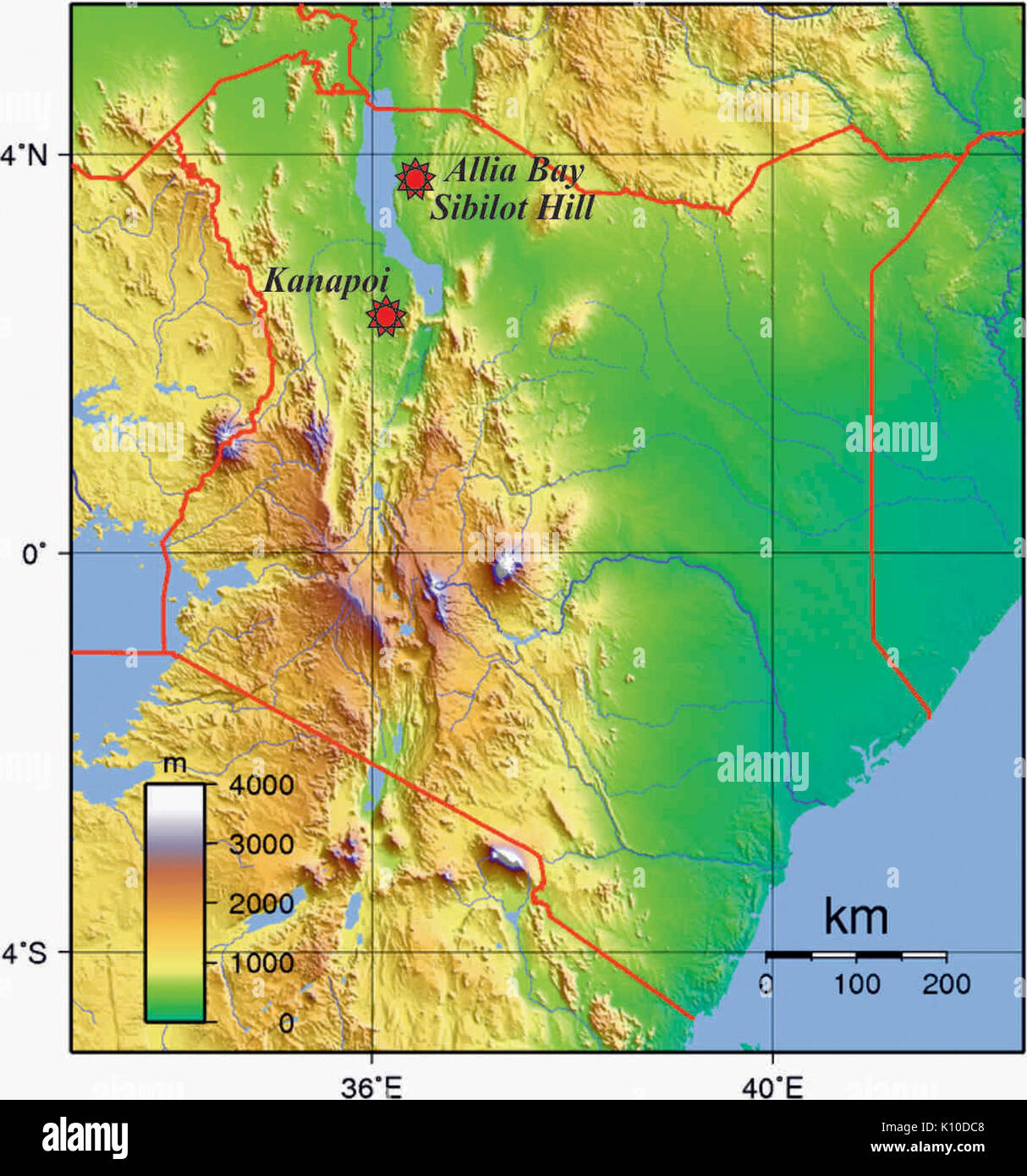 Anamensis Kenia Karte Stockfoto