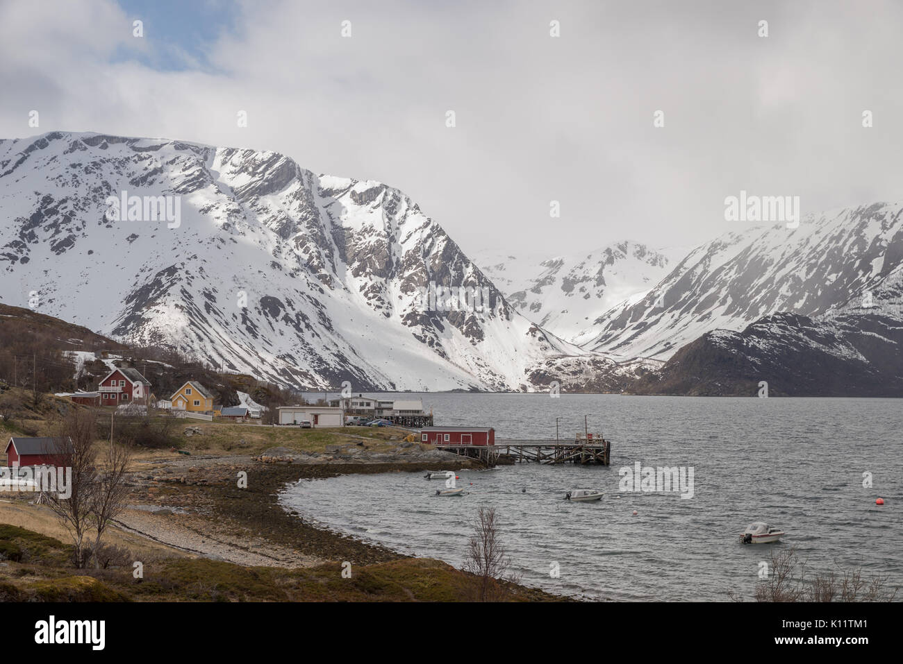 Isnestoften, Alta, Finnmark, Norwegen, Norge, Küste, Meer, Küste, Arktis, kleinen, Dorf, Stockfoto