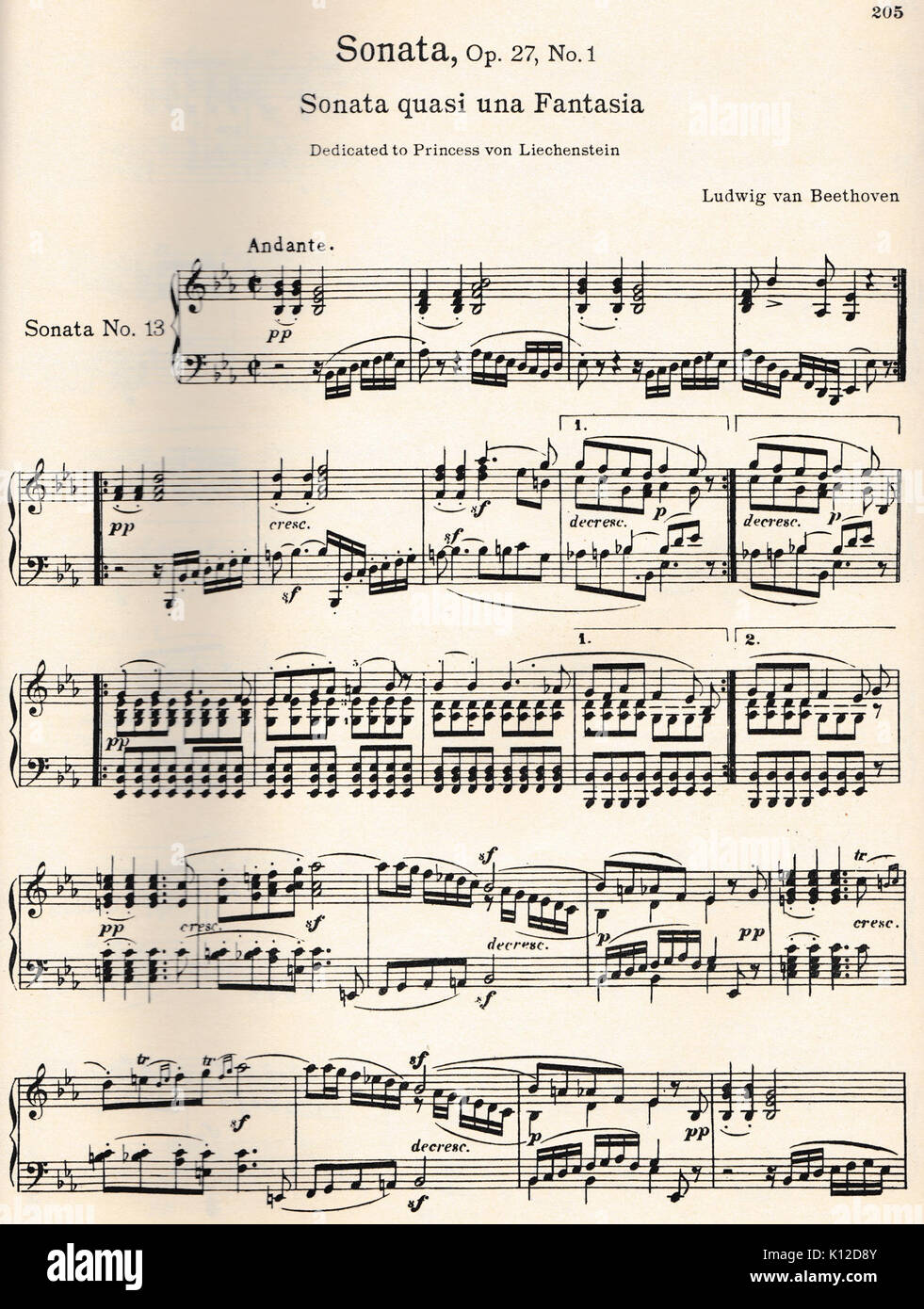 Beethoven Sonaten für Klavier Buch Stockfoto