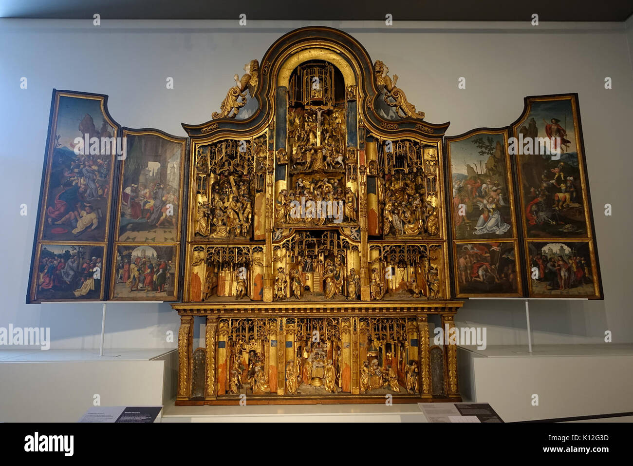 Altar mit Leidenschaft Szenen aus der Oplinter, Brabant, Anvers, 1530 1540, Eiche, polychrome Cinquantenaire Museum Brüssel DSC08636 Stockfoto