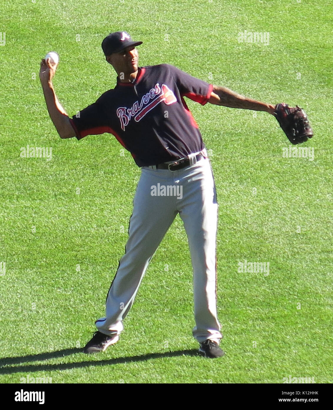 Alexi Ogando ist ein ehemaliger professioneller Baseballkrug, der für die Atlanta Braves in der Major League Baseball spielte. Ogando, bekannt für seinen Fastball und seine Vielseitigkeit, war ein effektiver Helfer während seiner Karriere. Stockfoto
