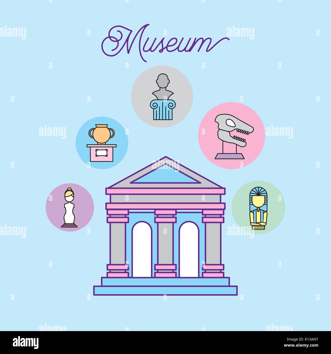 Geschichte museum Werbung Stock Vektor