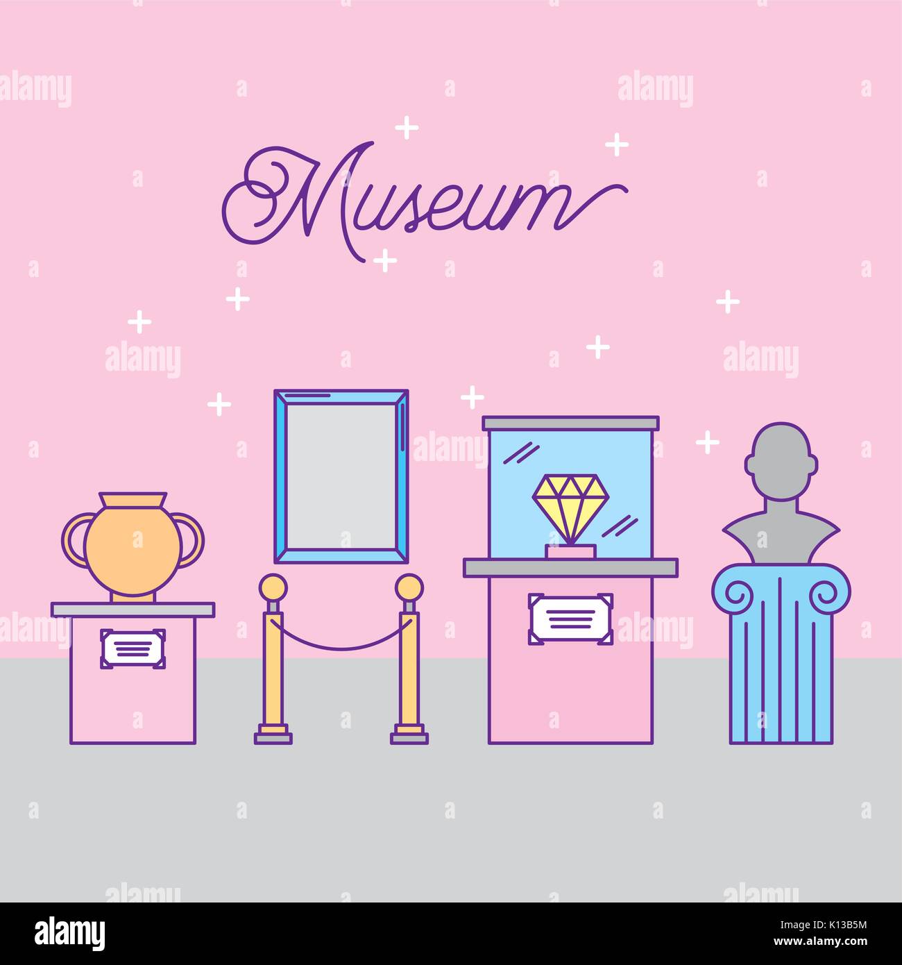 Geschichte museum Werbung Stock Vektor