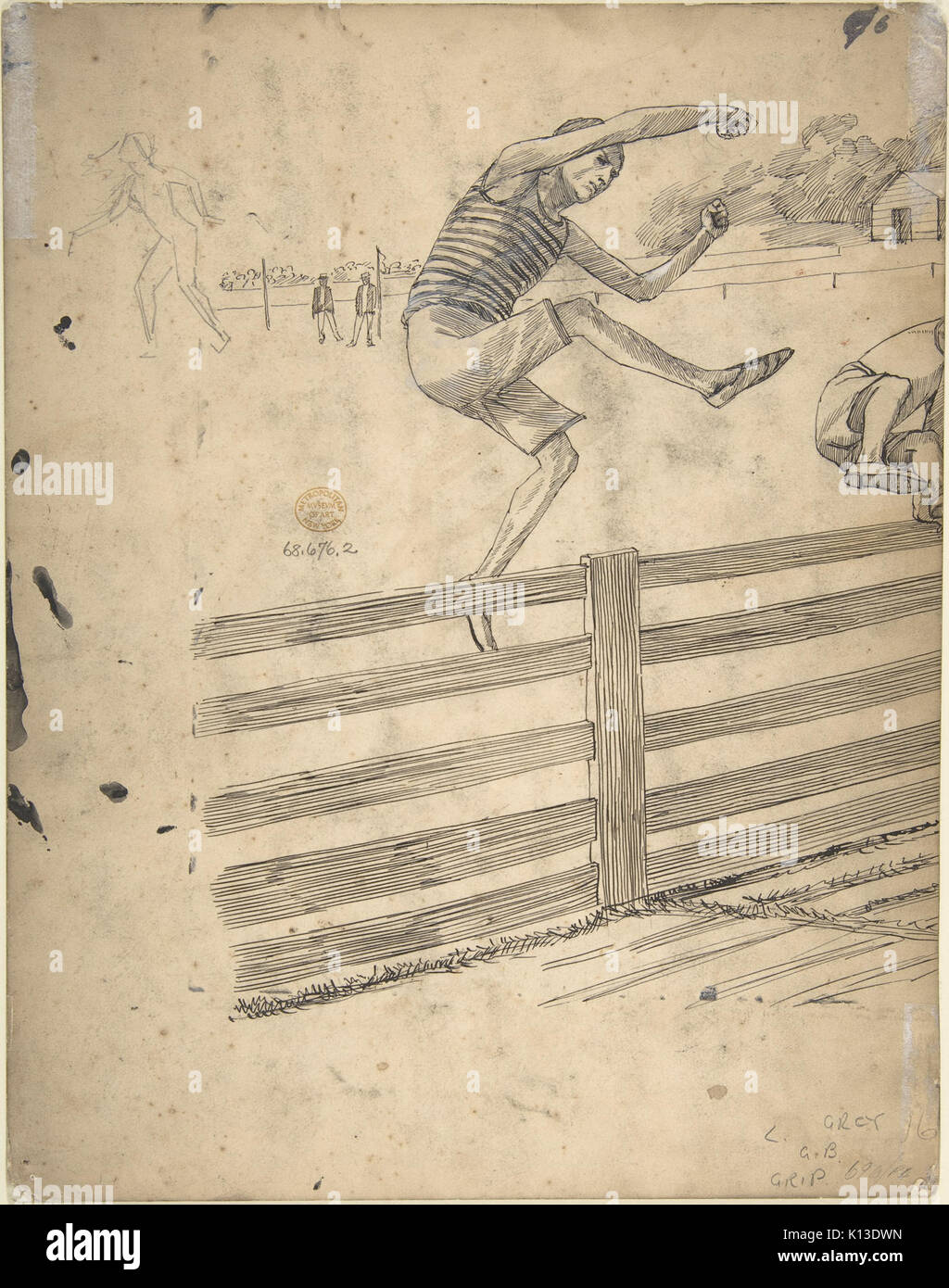 Engel Geißelung eine Harpyie (recto); sportliche Szene (verso) MET DP 806085 Stockfoto