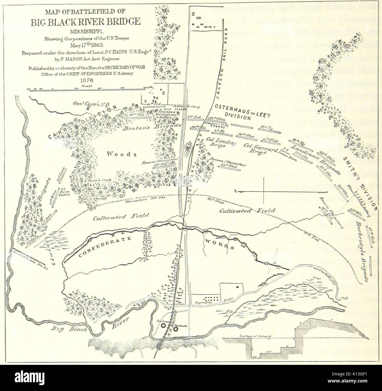 Schlacht von Big Black River Brücke Karte Stockfoto
