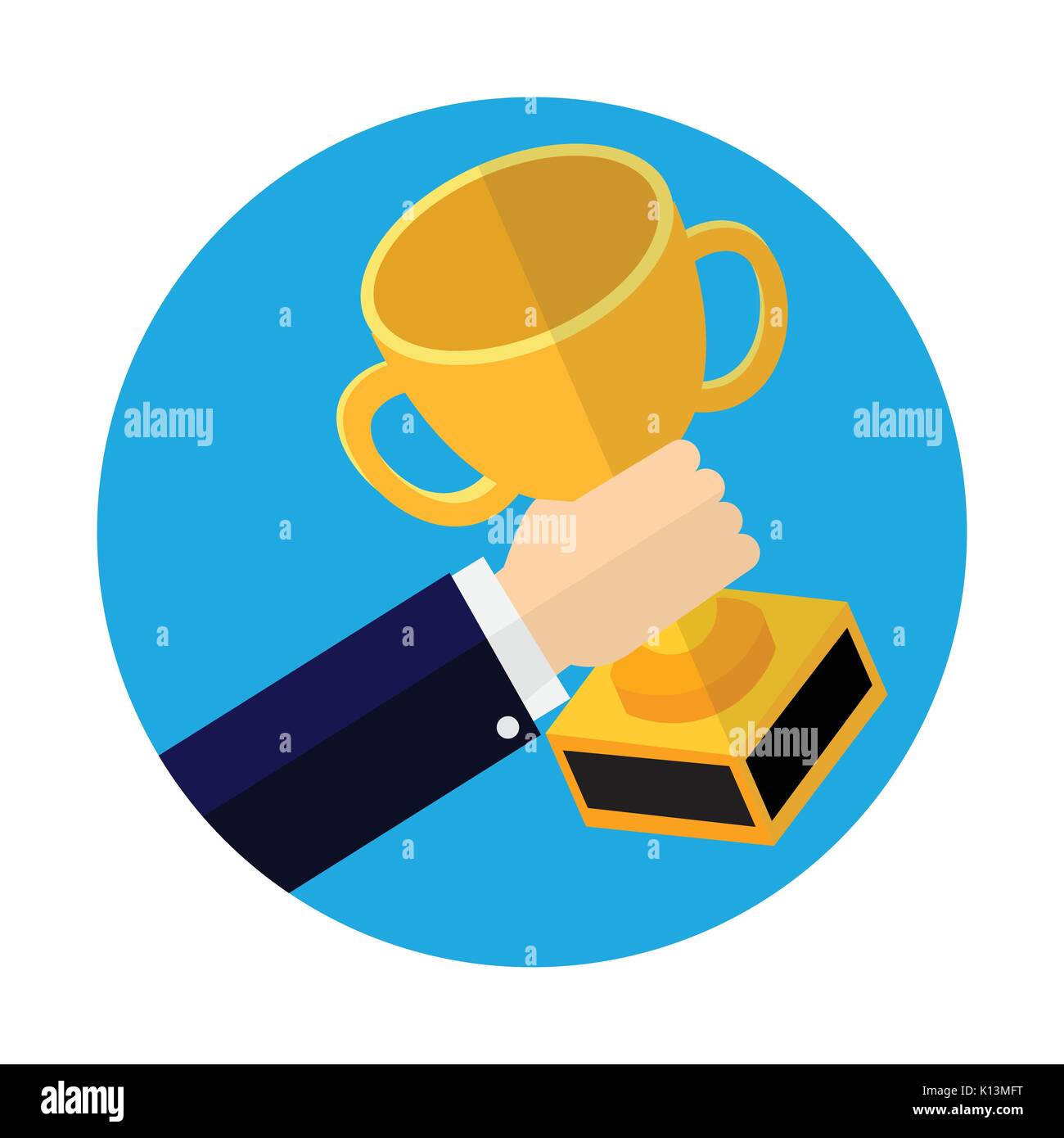 Die Unternehmer halten Cup Sieger, Sieger Trophy Cup, Grafik Design für Business Concept-Vector Illustration. Stock Vektor