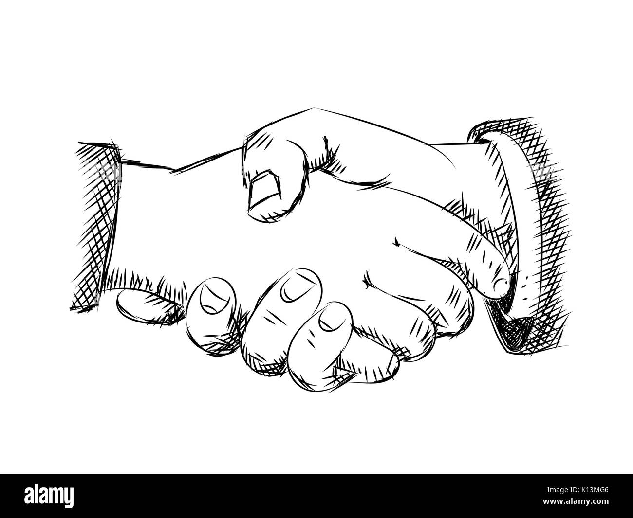 Hand gezeichnete Skizze von Handshake-Vector Illustration Stock Vektor