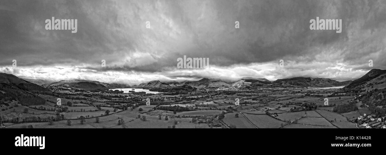 Luftaufnahme von Derwentwater und Keswick von drohne von Belle Arti Stockfoto