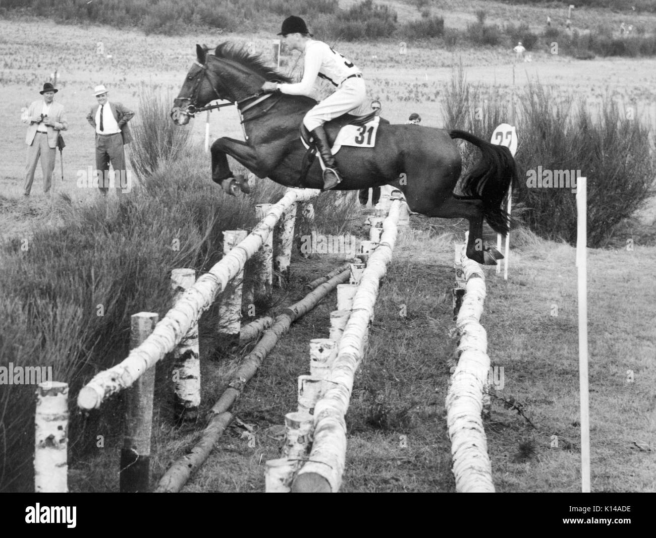 Dr Reine Klimke (GER) Reiten Winzerin im Cross Country der dreitägigen Veranstaltung, Olympische Spiele, Rom, 1960 Stockfoto