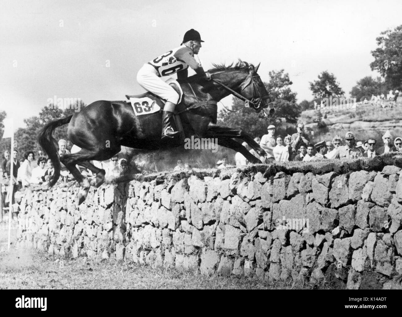 Olympische Spiele, Rom 1960 Lawrence RE. Morgan (AUS) springt Salat Tage über eine Mauer auf dem Weg zu der dreitägigen Veranstaltung gold meadllist Stockfoto