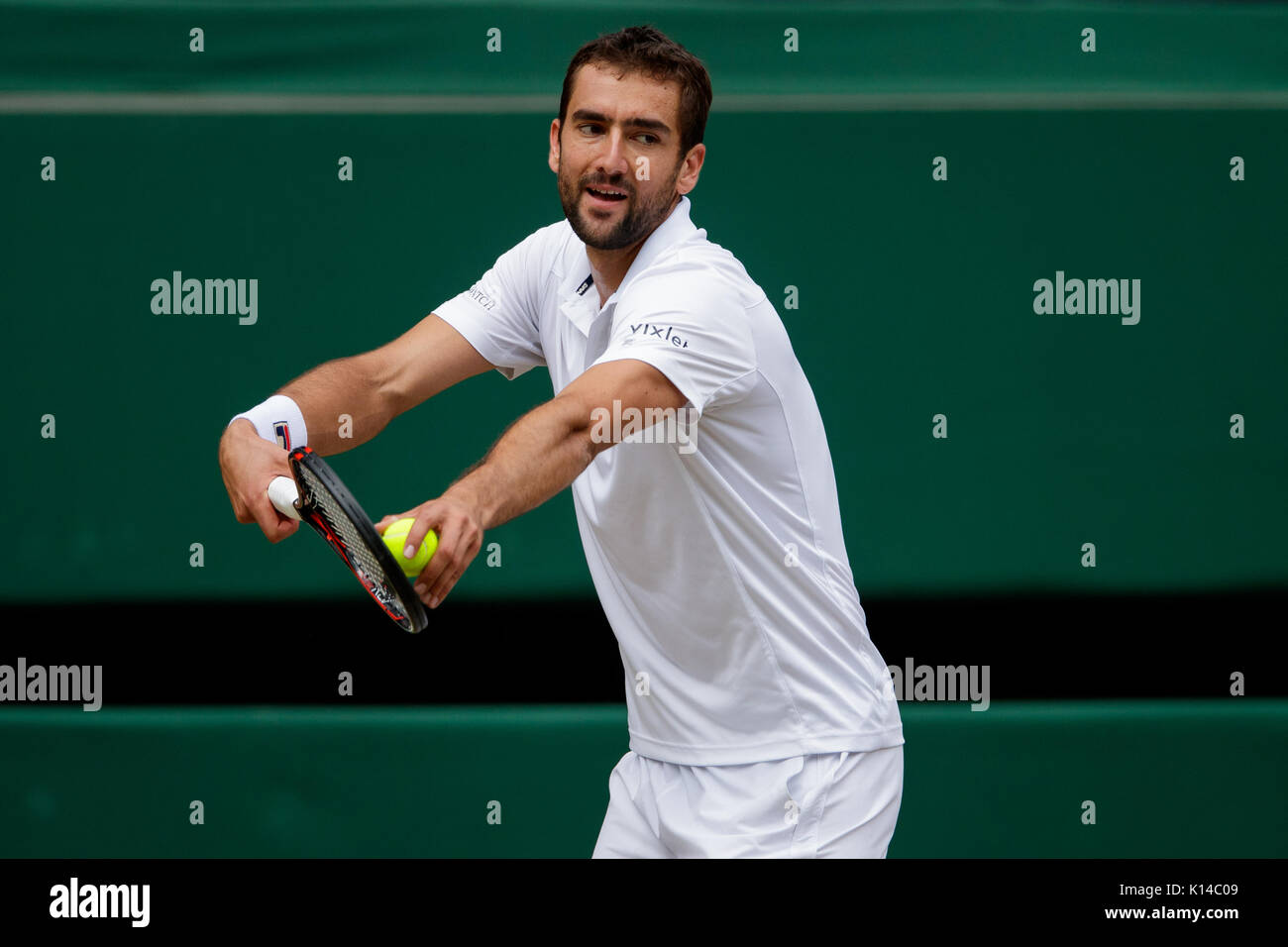 Marin Cilic aus Kroatien bei der Herren Singles - Wimbledon Championships 2017 Stockfoto