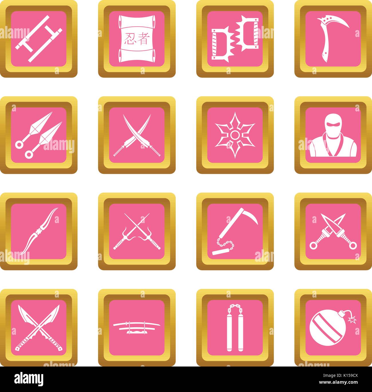 Ninja tools Icons pink Stock Vektor