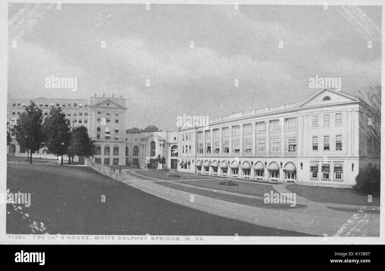 Das Badehaus, Weiß Sulpher Springs, West Virginia, 1914. Von der New York Public Library. Stockfoto