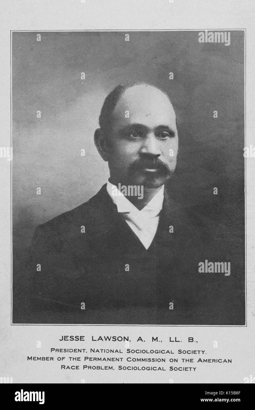 Jesse Lawson, Präsident, Nationalen soziologischen Gesellschaft, Mitglied der Ständigen Kommission für die amerikanische Rennen Problem, soziologischen Gesellschaft, 1904. Von der New York Public Library. Stockfoto