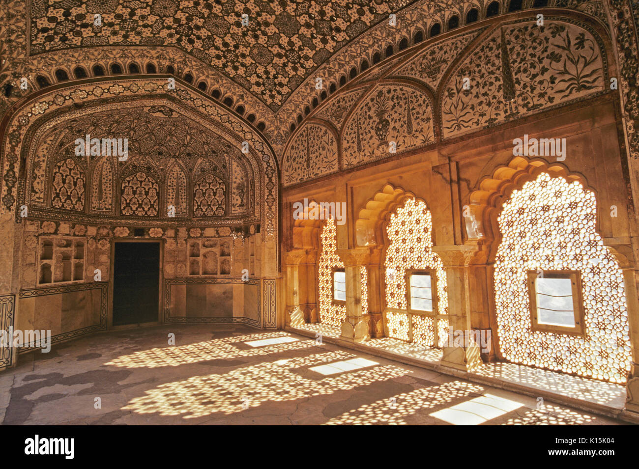 Jas Mandir (Halle des Ruhmes), Amber (Amer) Fort, Jaipur, Rajasthan, Indien Stockfoto