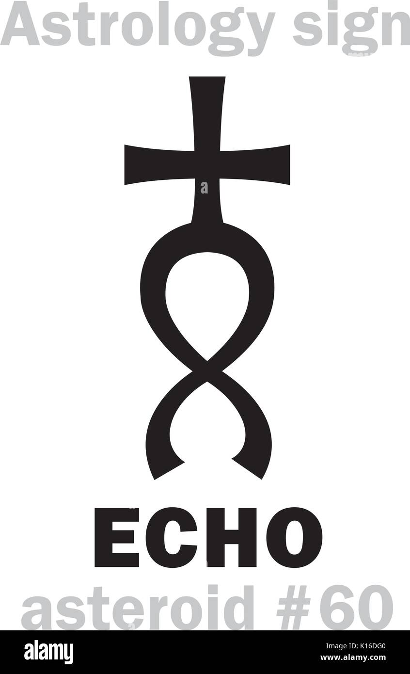 Astrologie Alphabet: ECHO, Asteroid Nr. 60. Hieroglyphen Zeichen Zeichen (Symbol). Stock Vektor