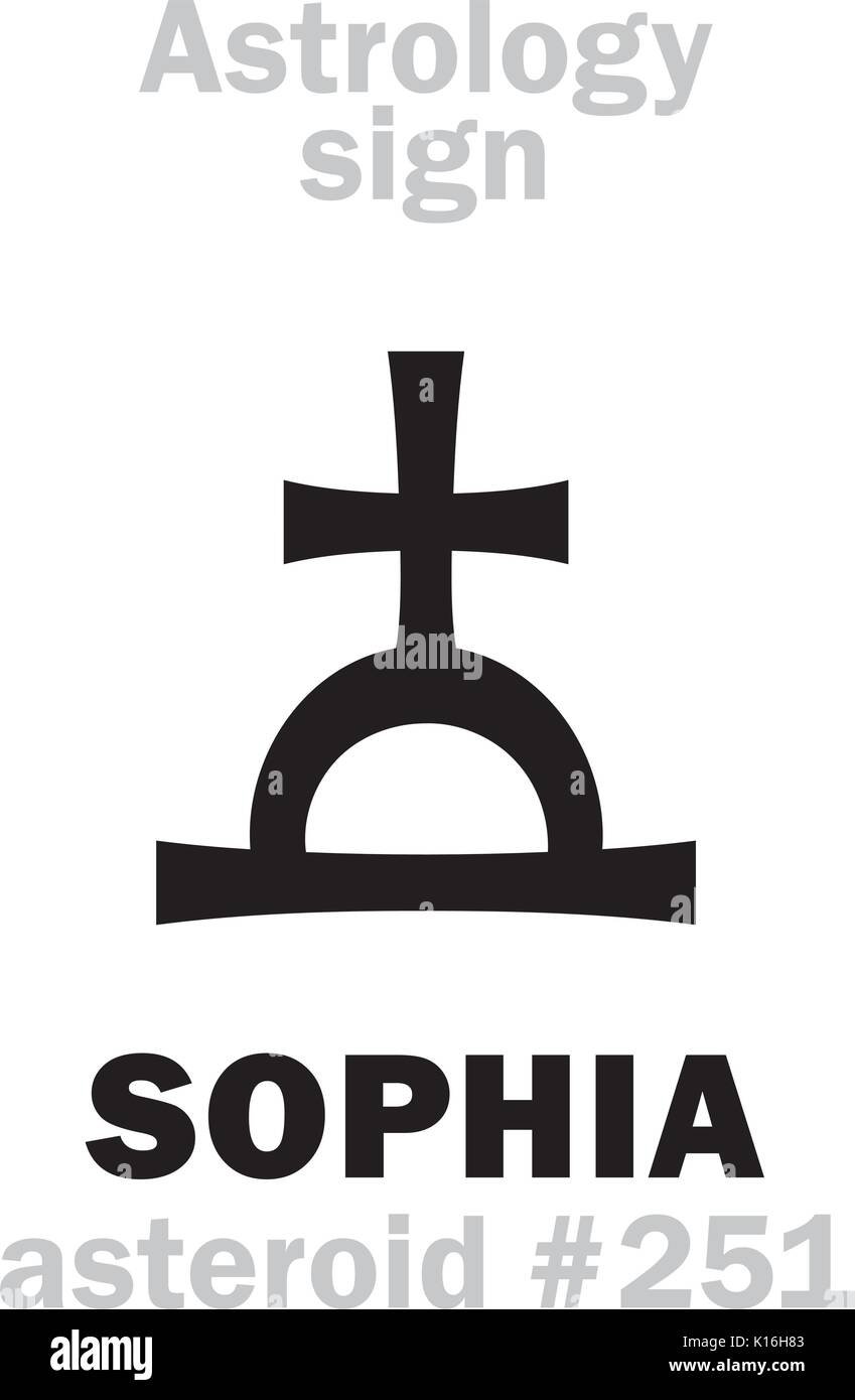 Astrologie Alphabet: SOPHIA ("göttliche Weisheit"), Asteroid Nr. 251. Hieroglyphen Zeichen Zeichen (Symbol). Stock Vektor