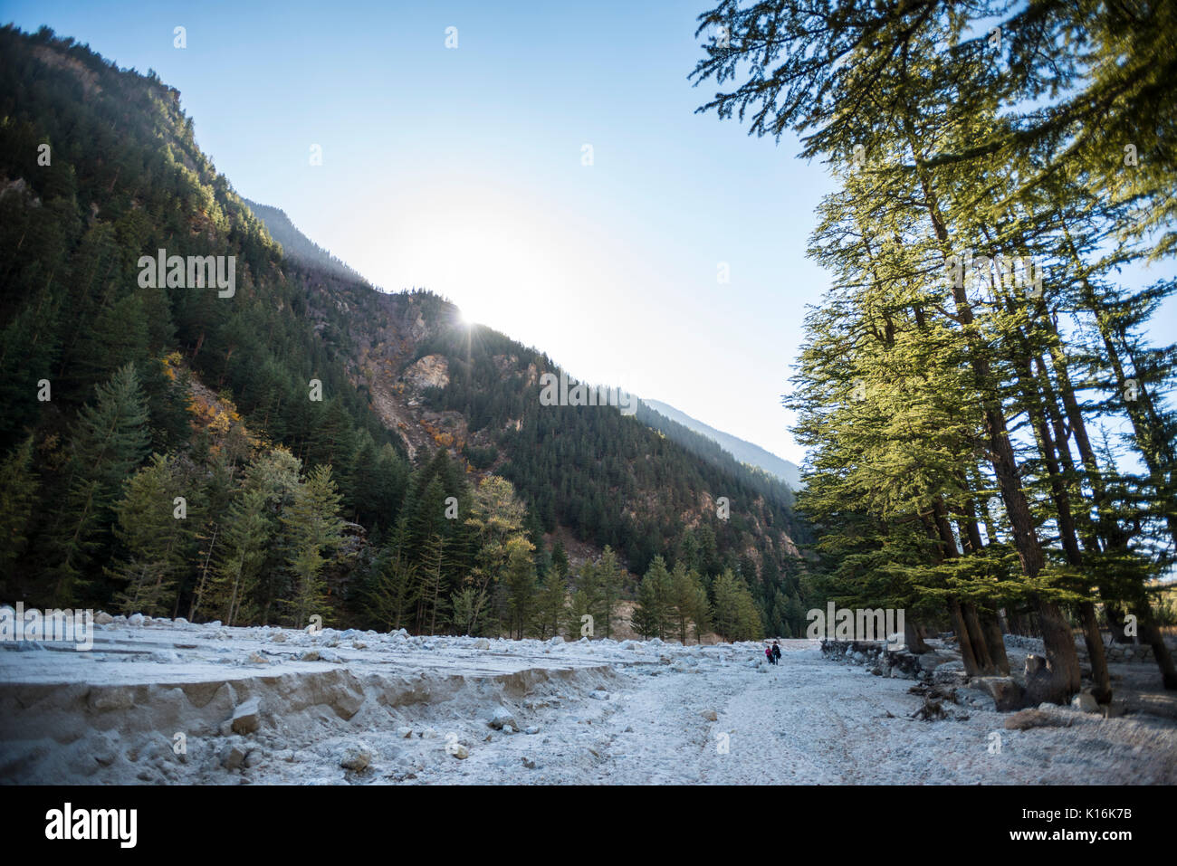 Sangla Valley in Kinnaur in Himachal Pradesh in Indien os einem schönen Tal, reich an Wildtieren und eine einfache Himalayan lokaler Kultur. Stockfoto